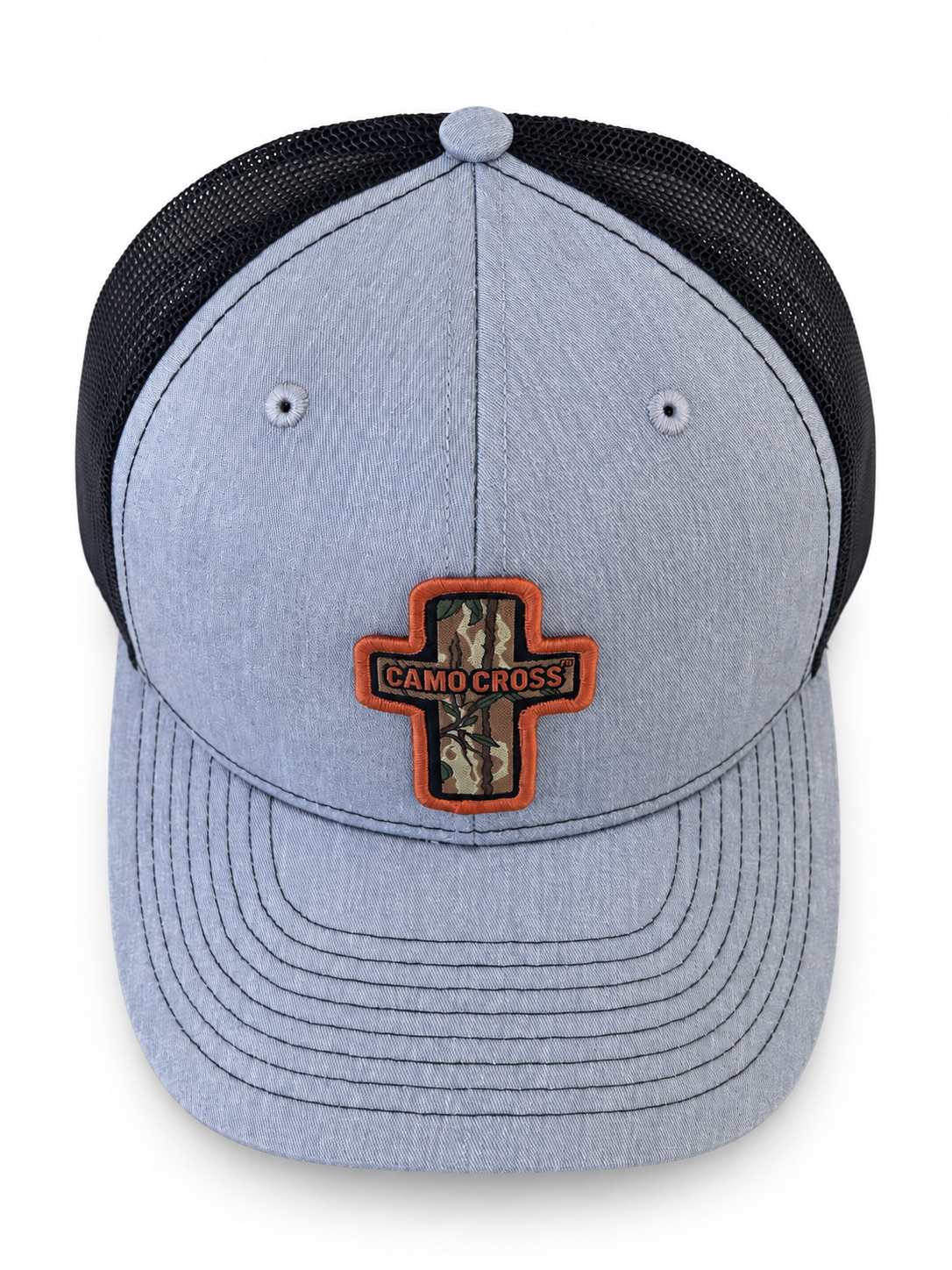 Camo Cross Gray Trucker Hat