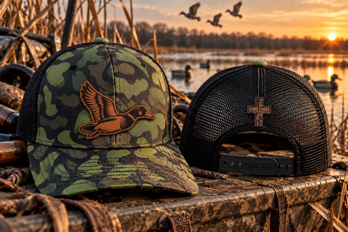Mallard Duck Leather Patch Trucker Hat