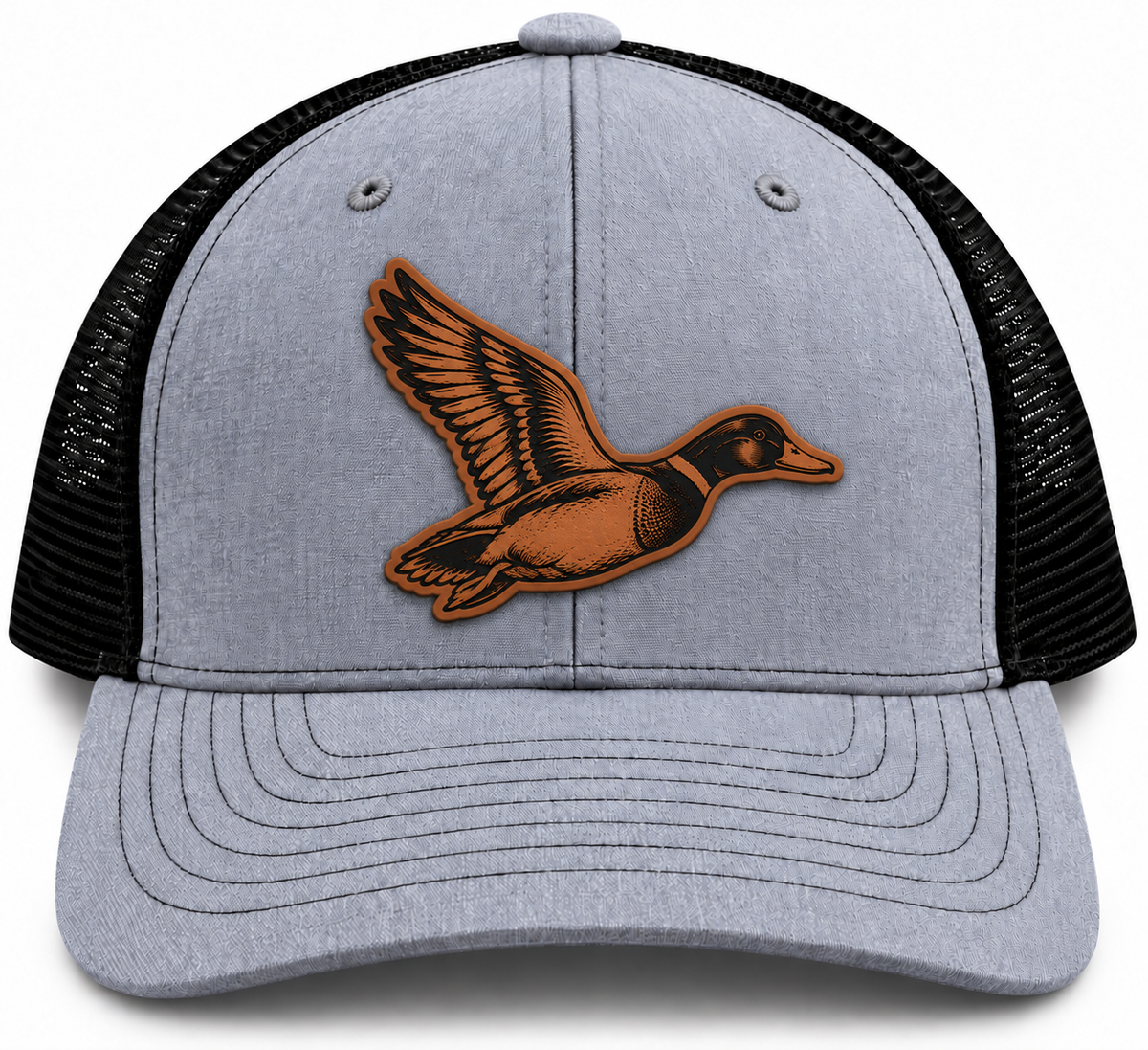Mallard Duck Leather Patch Trucker Hat