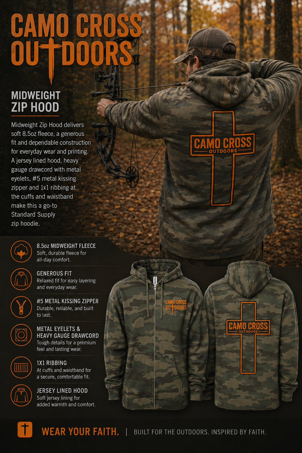 Camo Cross Outdoors Zip-Up Camo Hoodie